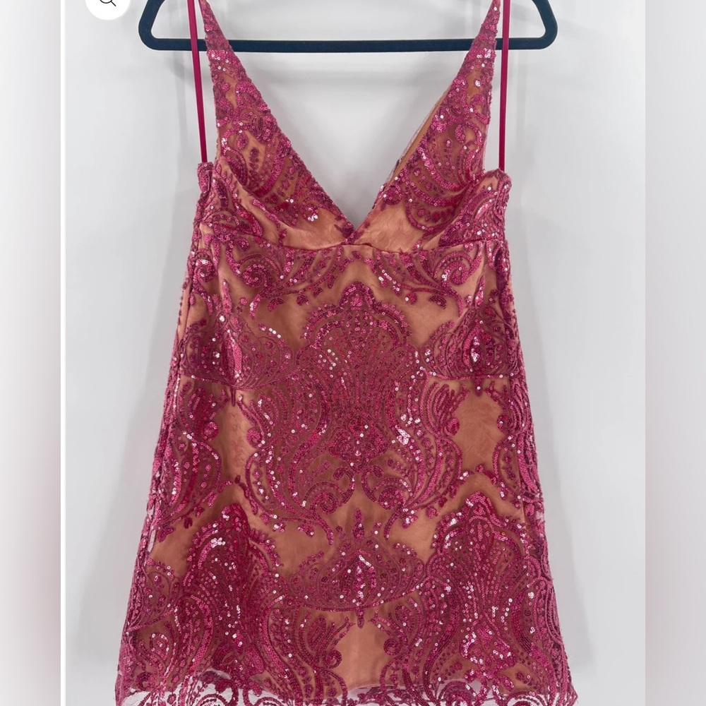 Free People Fuschia,Sequin Lace Mini,Dress [5z8